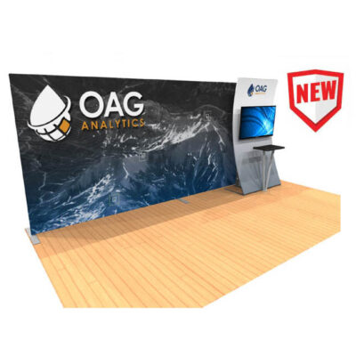 20ft tension fabric display with kiosk